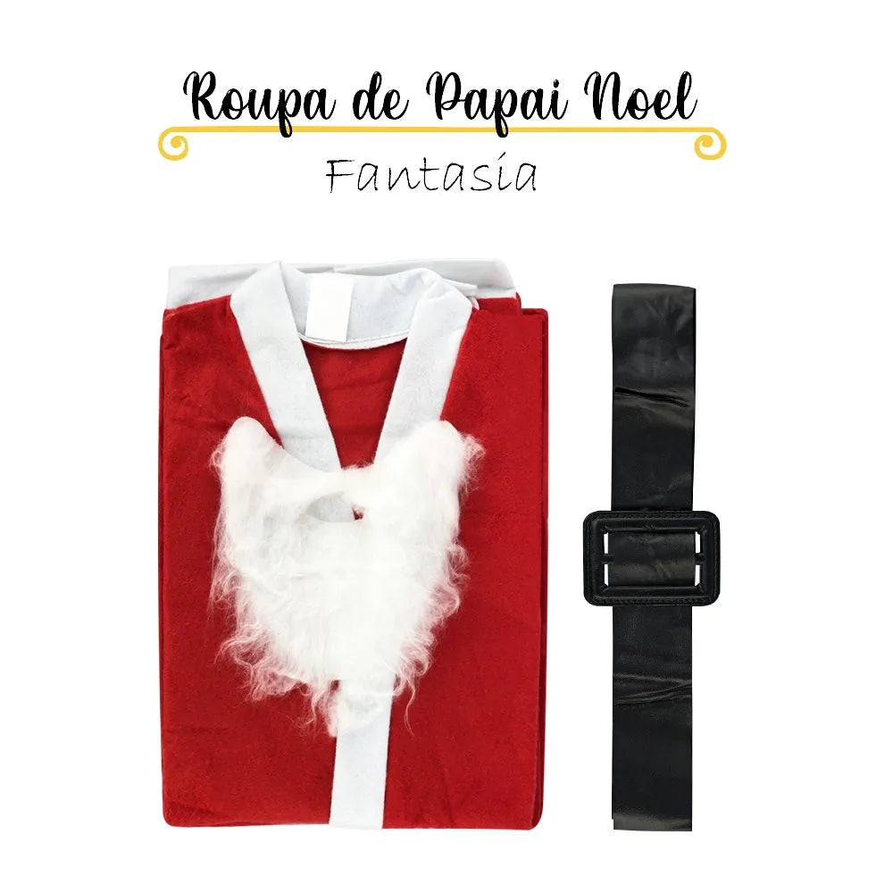 Roupa Papai Noel Completa Luxo 5 Peças Natal Natalino Fantasia Adulto