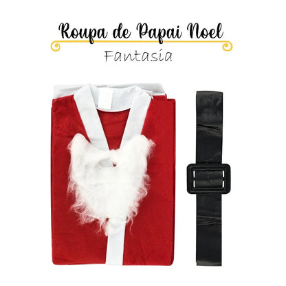 Roupa Papai Noel Completa Luxo 5 Peças Natal Natalino Fantasia Adulto