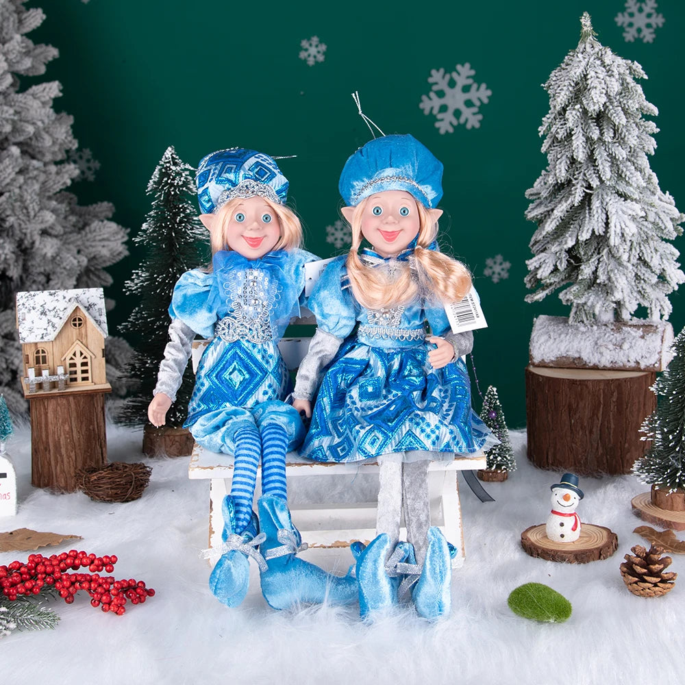 Conjunto de 2 elfos de Natal de 66 cm, adorável elfos vermelhos e verdes para pendurar