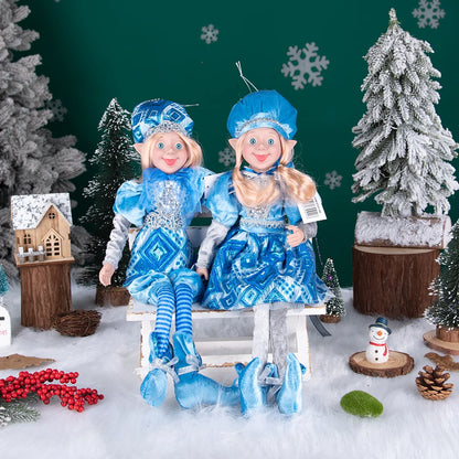 Conjunto de 2 elfos de Natal de 66 cm, adorável elfos vermelhos e verdes para pendurar