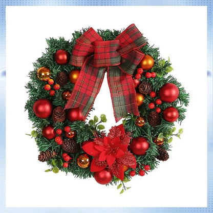 Guirlanda de Natal Ornamento da porta da frente, guirlanda de Natal artificial feliz Natal