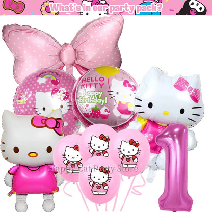 Kit de hello kitty para decoração de festa de aniversário de Kitt - 217 peças, incluindo top