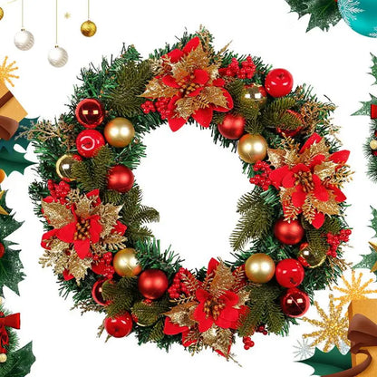 Guirlanda de Natal Vermelho Verde 15.75 polegadas para Decoração de e Mesa, Flor grande