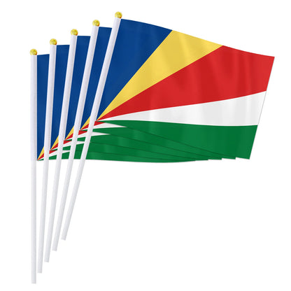 Bandeira de Seicheles (Seychelles), Exibida com Suas Dimensões de 21 cm de Largura por 14 cm de Altura