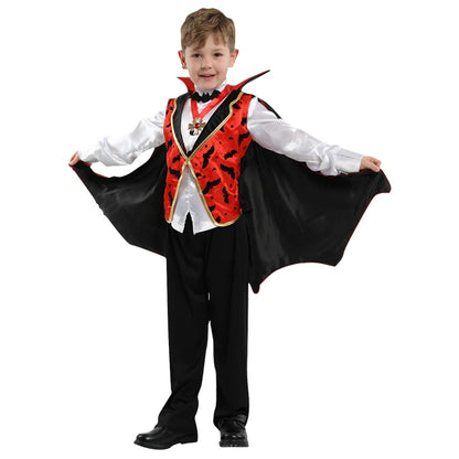 Fantasia Infantil Drácula Vampiro Halloween Cosplay + Capa