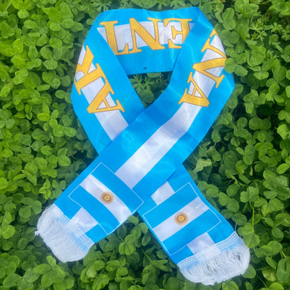 Cachecol de cetim para Copa do Mundo de torcedor de futebol com borla, ideal eventos