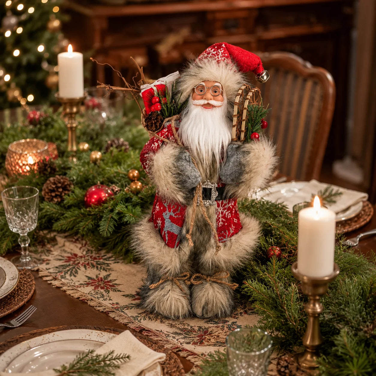 Boneco de Papai Estátua do Papai Noel de 30cm de Altura, Decoração de Natal, Estátua