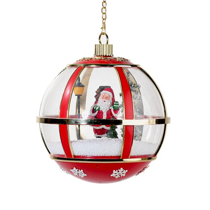 Globo de Neve Suspenso Musical com LED Também Conhecido como Bola de Natal Gigante com Papai Noel