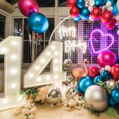 Moldura de letreiro com números iluminados de 4 pés com 60 números grande lâmpadas