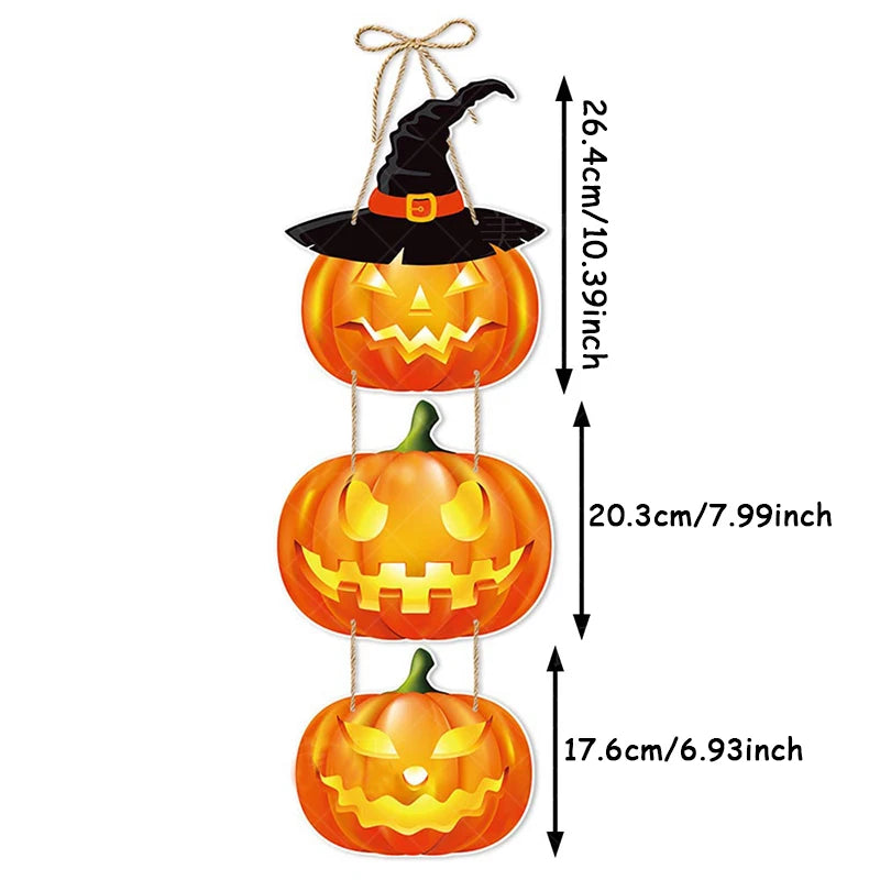 Placa de decoração temática de Halloween com brilho assustador cidade - preto e vermelho