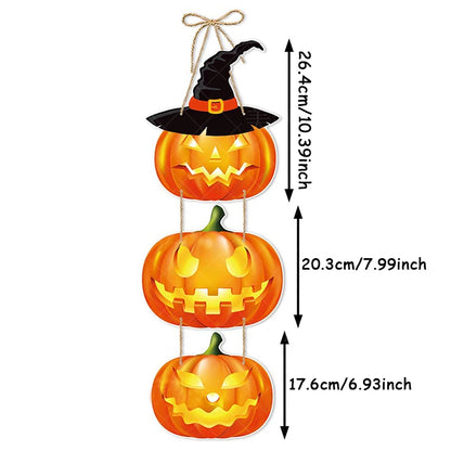 Placa de decoração temática de Halloween com brilho assustador cidade - preto e vermelho