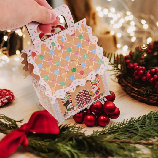 Caixa de presente, 10 caixas de papel com design de casa fofa para doces, presentes natal
