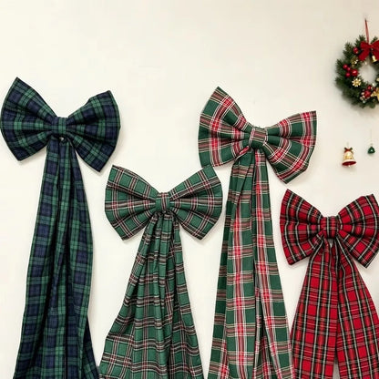 Laço Vermelho Gigante para Shopping, Laços Decorativos de Natal Grandes Fitas Longas Estilo Tartan ou Xadrez