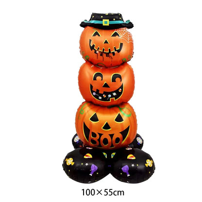 Montar Kit Decoração Festa Halloween: Painel Mesa + 4 Balões Metalizados +5 Bexigas