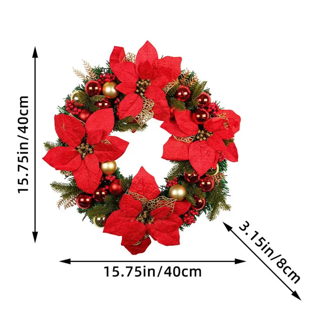 Guirlanda de Natal Vermelho Verde 15.75 polegadas para Decoração de e Mesa, Flor grande