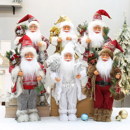 Bonecos de Papai Noel artesanais e fofos, figuras chiques de Papai Noel