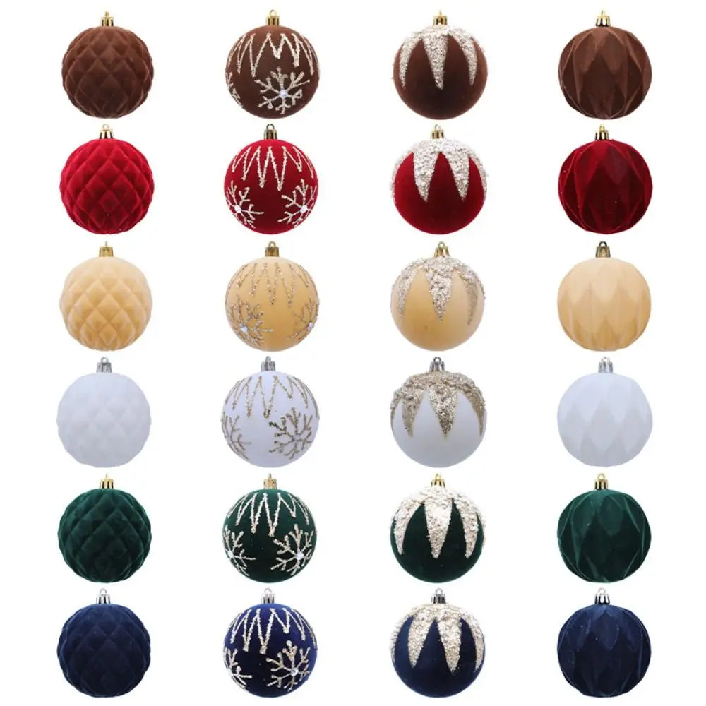 Bola Natal Veludo Bola Natal Pingente Glitter 4 Peças de Enfeites de Bola de Natal de Veludo