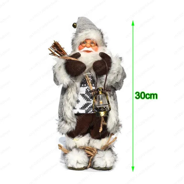 Boneco Papai Noel Figura de Papai Noel Bonita em Pé, Colecionável, Boneca de Papai Noel para Mesa de Escritório, Lantejoulas Prateadas