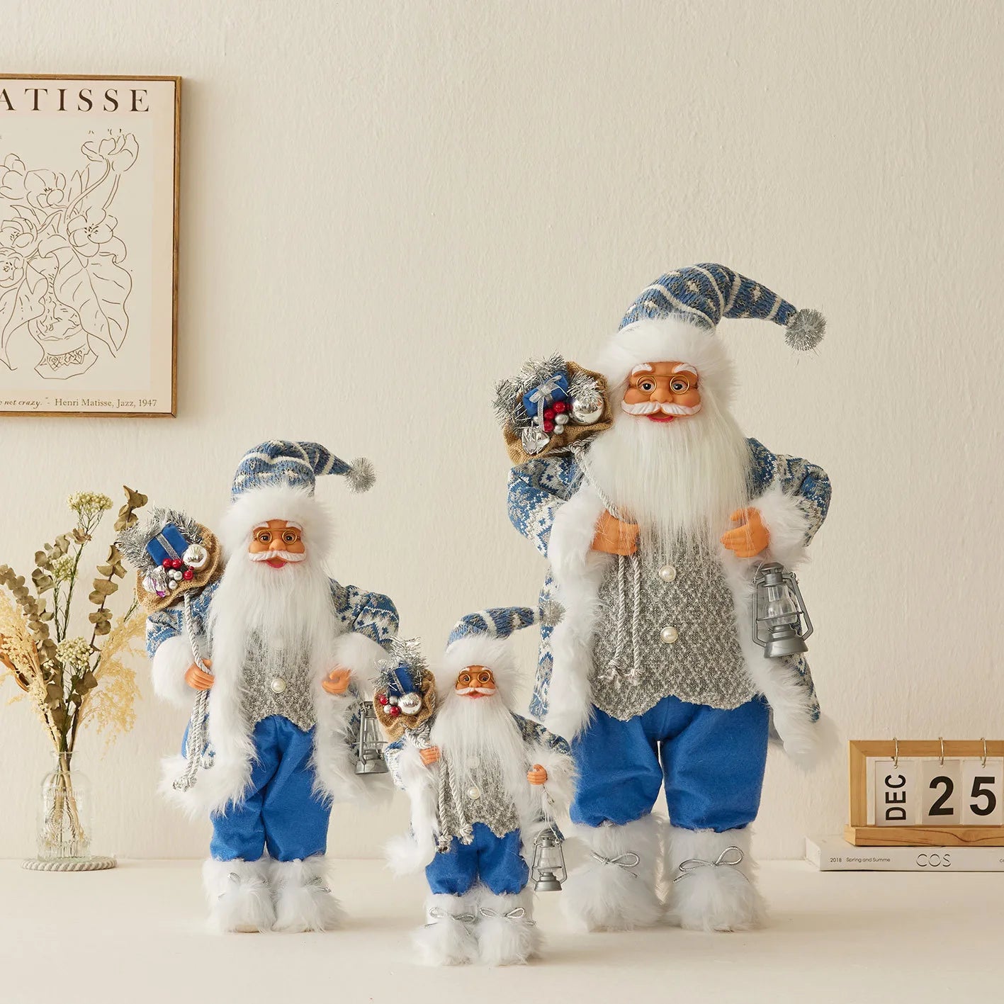 Boneco de Papai Noel - Decoração mesa Natal, estatuetas de Papai Noel, em pé, Papai Noel