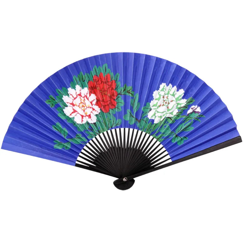Leque Grande De Bambu Oriental 30cm Aberto e Leque Grande De Bambu