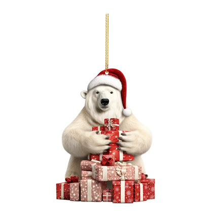 Nature Vibe 12,6 polegadas Sisal urso polar mãe e bebê decorações de Natal