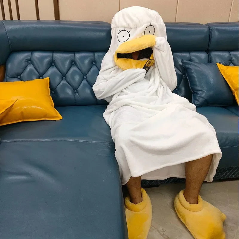 Fantasia Adulto Pintinho Pijama para Adulto - Traje Cosplay de Pelúcia Pato Flanela Traje