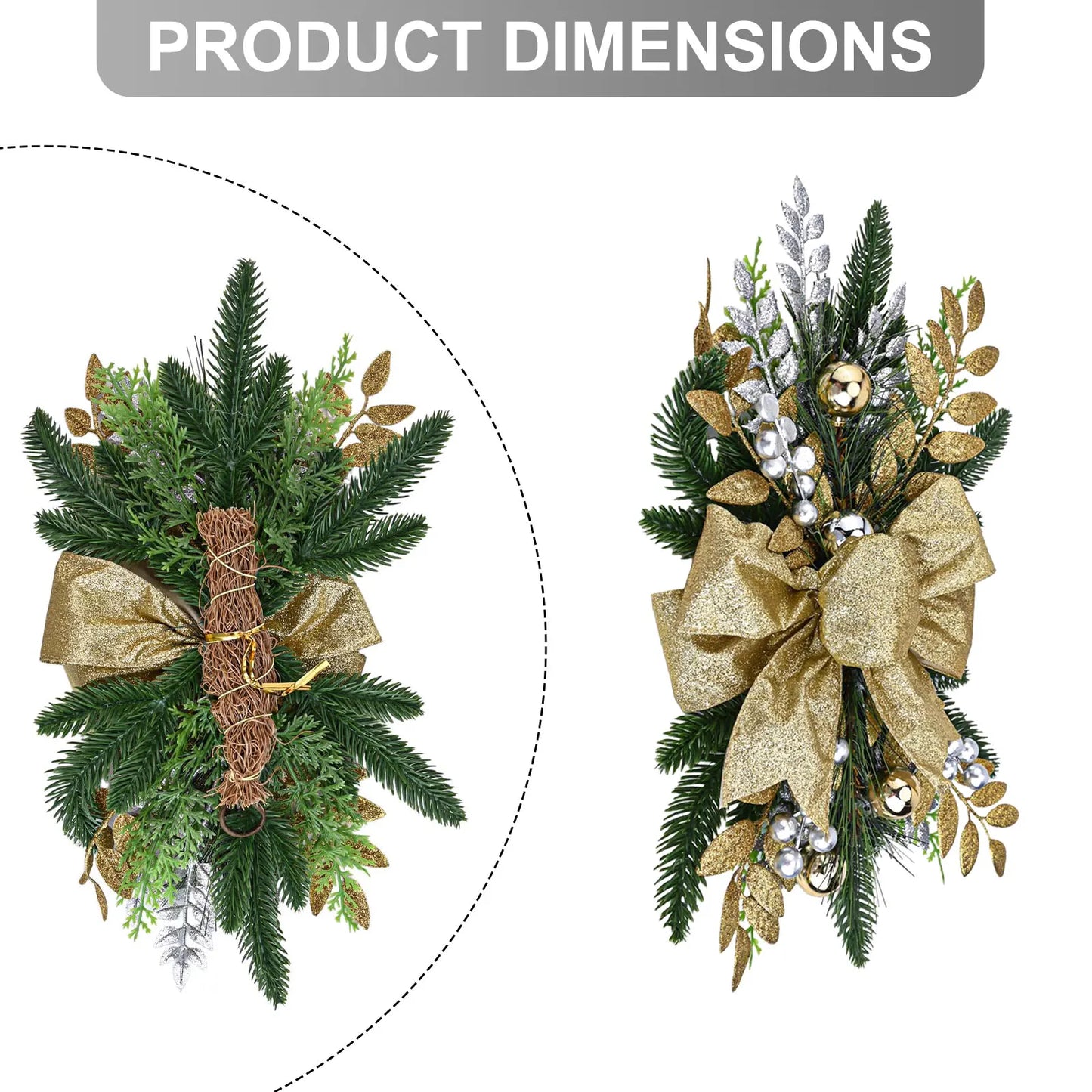 Guirlanda de Natal artificial pré-iluminada 1 unidades, lágrima de Natal sem fio com pinha