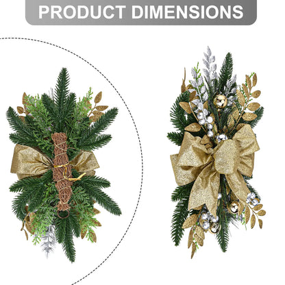 Guirlanda de Natal artificial pré-iluminada 1 unidades, lágrima de Natal sem fio com pinha