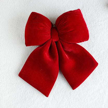 Laço de Natal em Veludo Vermelho, Decoração Luxuosa para Porta, Enfeite Árvore de Natal