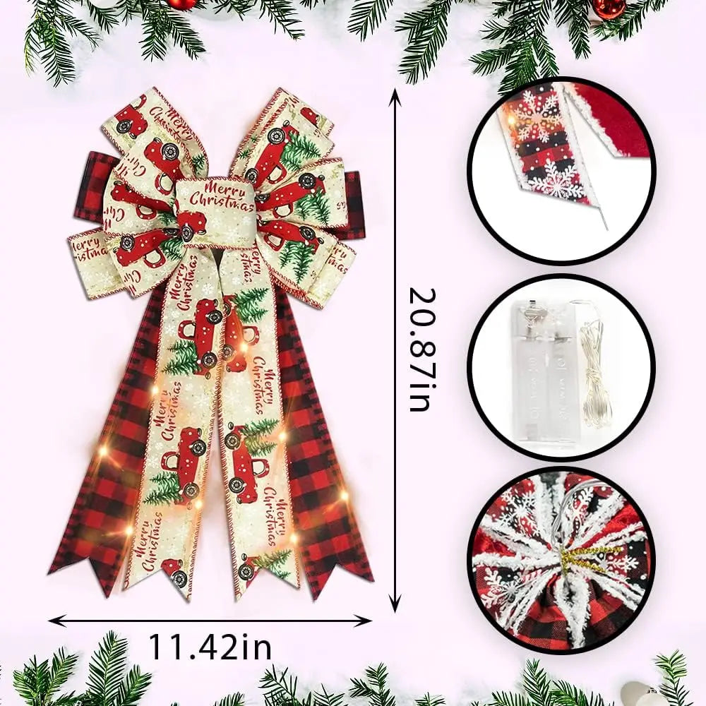 Laço decoração Natal LED grandes laços de guirlanda de Natal de LED, laços de Natal