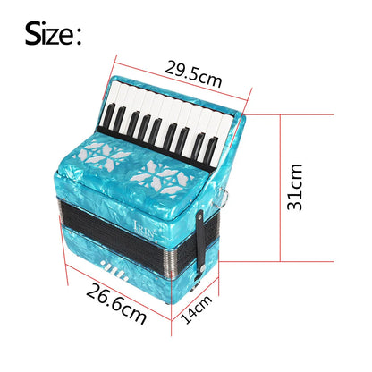 Acordeões Duráveis 8 Baixos 22 Teclas Acordeões de Celulóide para Iniciantes (Verde)