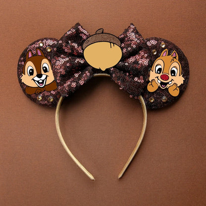 Tiaras Acessórios Disney orelha de rato com laço brilhante, Lantejoula de dupla celebração