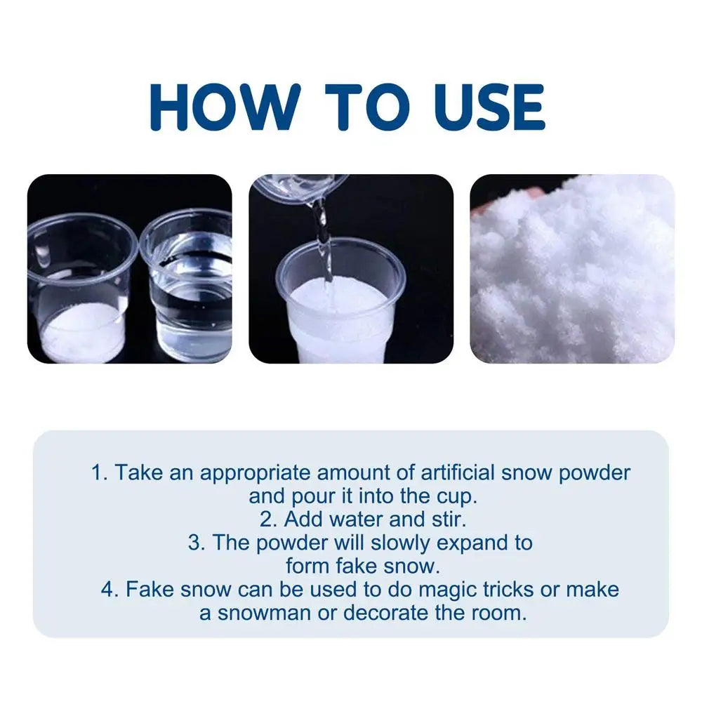 Neve artificial | Pó de neve falso instantâneo inverno para brincar | Neve artificial útil natal