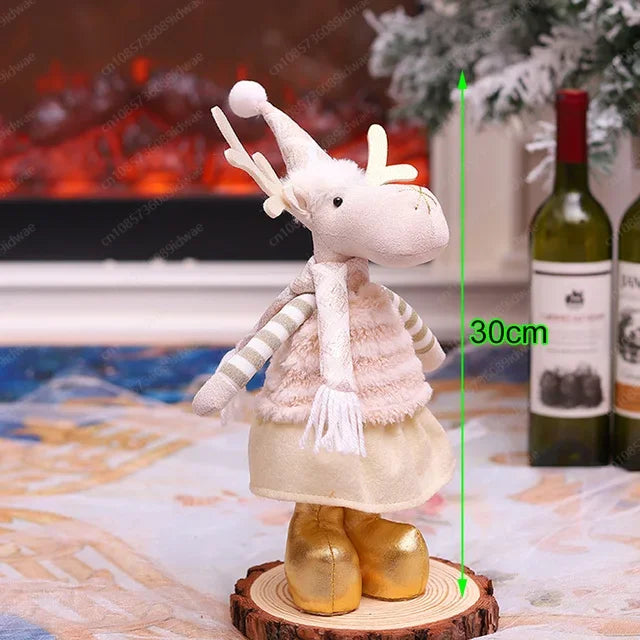 Boneco Papai Noel Figura de Papai Noel Bonita em Pé, Colecionável, Boneca de Papai Noel para Mesa de Escritório, Lantejoulas Prateadas
