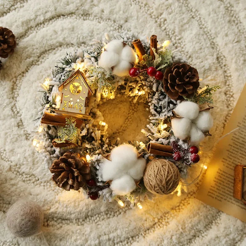 Guirlanda de outono de 50CM, elegante guirlanda de Natal champanhe dourado vermelho