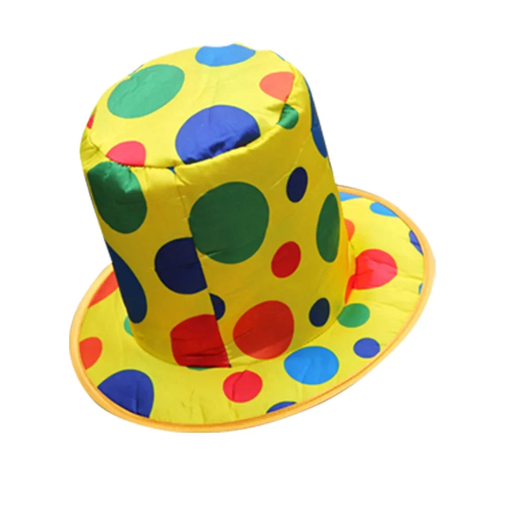 Chapéu coco de fantasia bolinhas coloridas - festa cosplay amarelo/bolinhas
