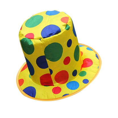 Chapéu coco de fantasia bolinhas coloridas - festa cosplay amarelo/bolinhas
