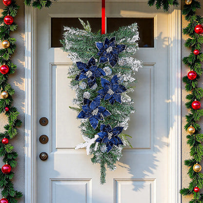 Guirlanda de Natal Azul Escuro em forma de gota para escadas de Natal, guirlandas Natal