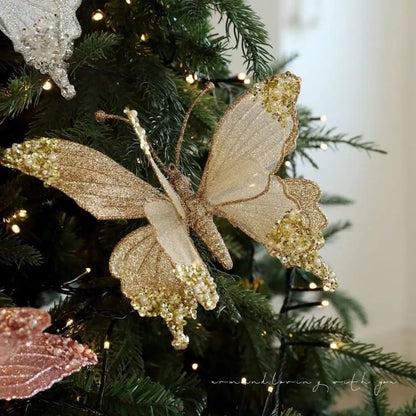 Bola de Natal borboleta Enfeite De Árvore De Natal Cintilante Com Borboleta Simulada