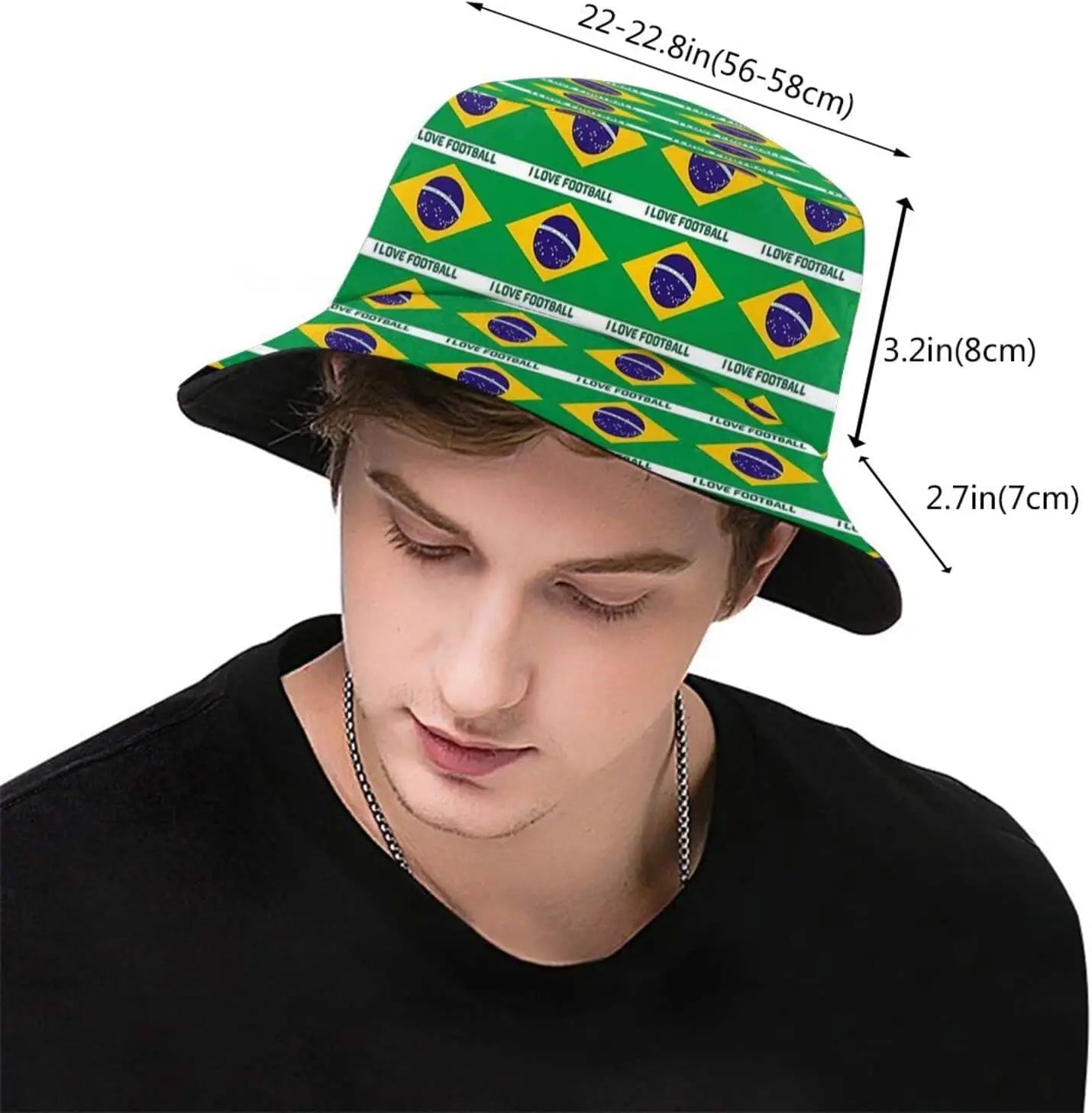 Chapéu Bucket Unissex com Estampa da Bandeira do Brasil, Estilo Pescador, Ideal Verão
