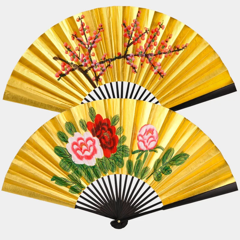 Leque Grande De Bambu Oriental 30cm Aberto e Leque Grande De Bambu