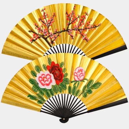 Leque Grande De Bambu Oriental 30cm Aberto e Leque Grande De Bambu