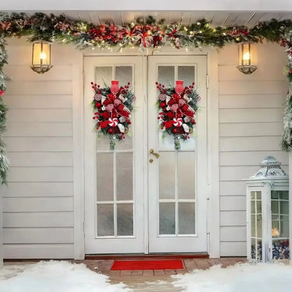 Guirlanda Natalina com Laço de Pirulito e Guirlanda Temática de Natal 50cm*19.69 Pol./30cm*11.81 Pol.