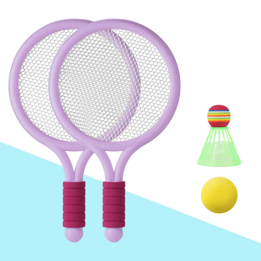 Conjunto de tênis de badminton todas idades com bola azul e verde