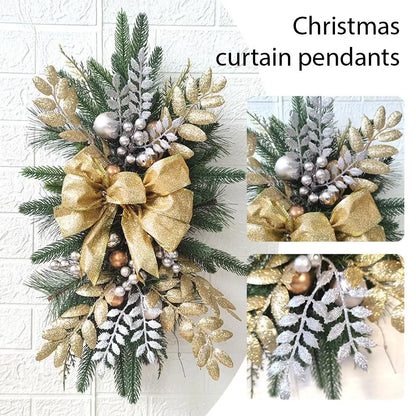 Guirlanda de Natal Decoração Azul e Branco Componente com Guirlanda Dupla de Pinha