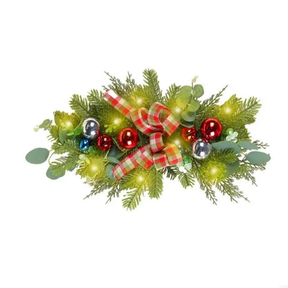 Guirlandas de Natal para corrimão de escada para porta da frente, guirlanda de LED