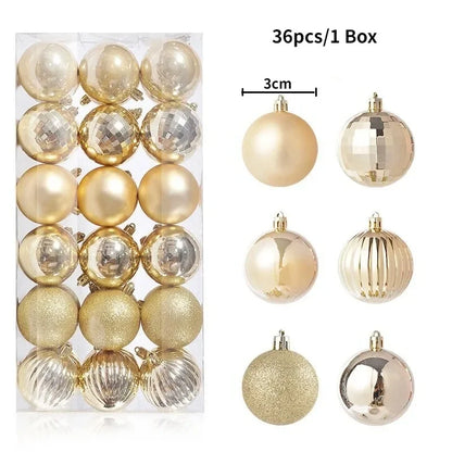 Bolas de natal Ornamentos de árvore de Natal de 3 mm de 36 quilates, grandes ornamentos