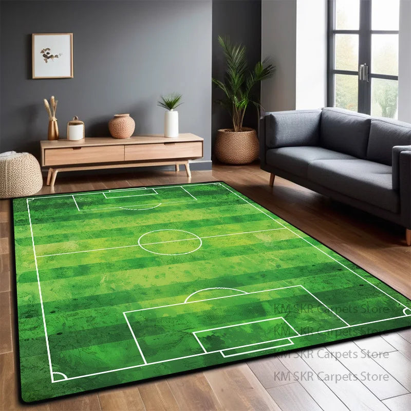 Tapete Campo de Futebol 3d Tapete de campo de futebol verde para quarto, sala de jogos