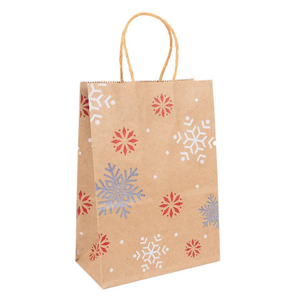 Kit de Sacolas Kraft para Embalagem e Presente - Estampa de Natal - 5 unidades -Natalina