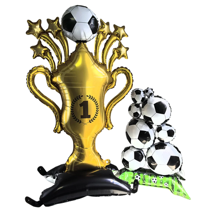 Kit Decoração Copa Do Mundo Troféu Metalizada Prato/Copo/Canudos/Guardanapos Brasil